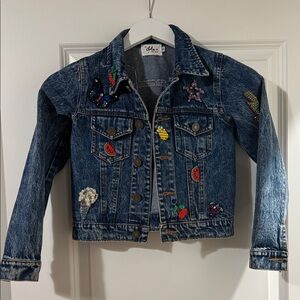 Lola and the Boys Kids Blue Denim Jacket with Colorful Embellishments
